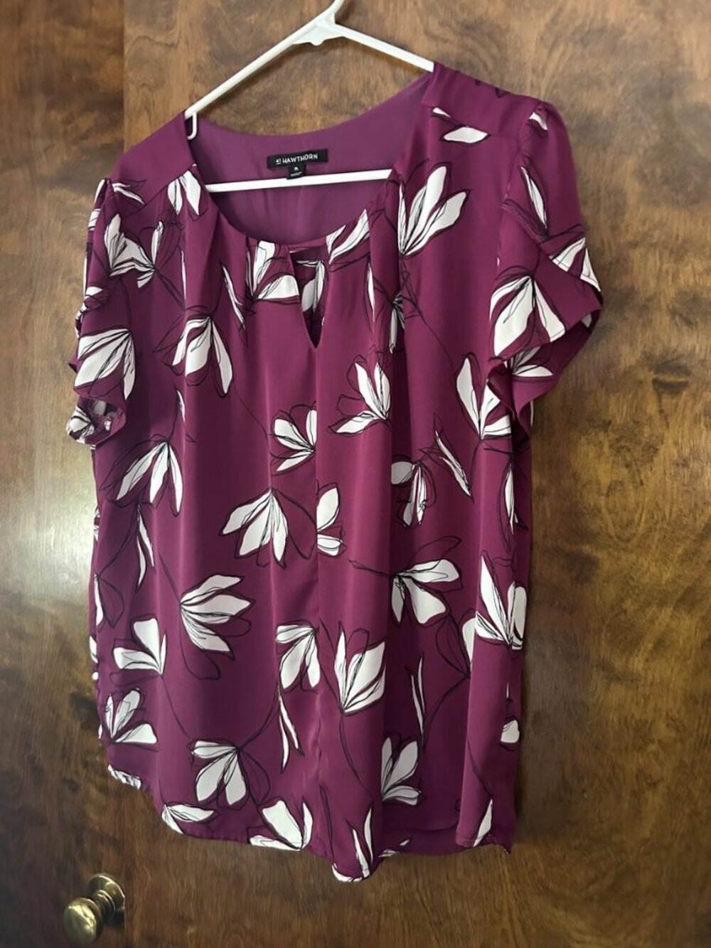 41 Hawthorn Maroon Floral Print Top Small